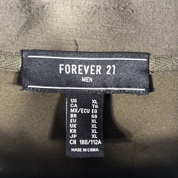 Forever 21 Men's Olive Green Quarter-Zip Pullover Sweatshirt - Picture 3 of 4